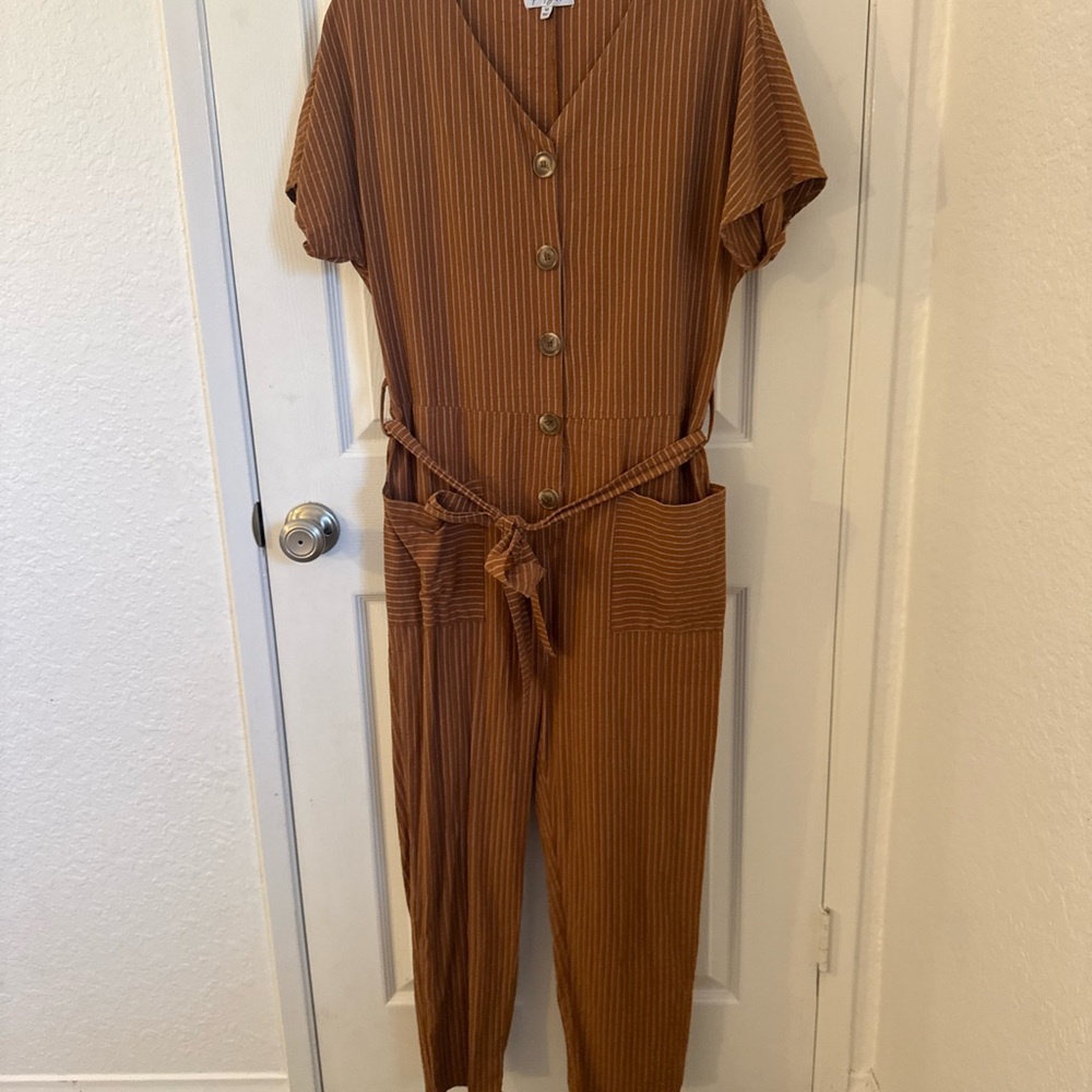 Rust Button-Down Jumpsuit